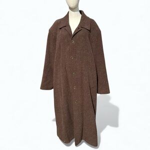 Vintage 90s The Territory Ahead Wool Alpaca Blend Brown Trench Coat Size L